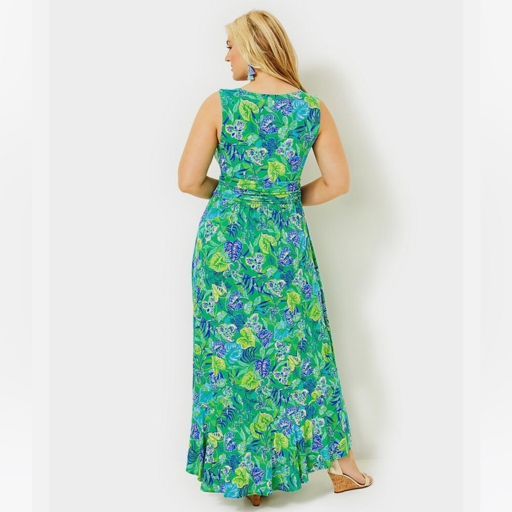Lilly Pulitzer Moana Wrap Maxi Dress - Botanical Green in a Flutter - Size S - Picture 4 of 10